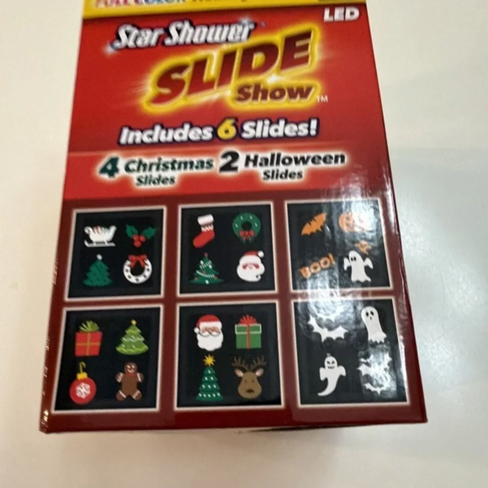 Star Shower Slide Show Christmas &‎ Halloween Light 6 Slides LED New 3832